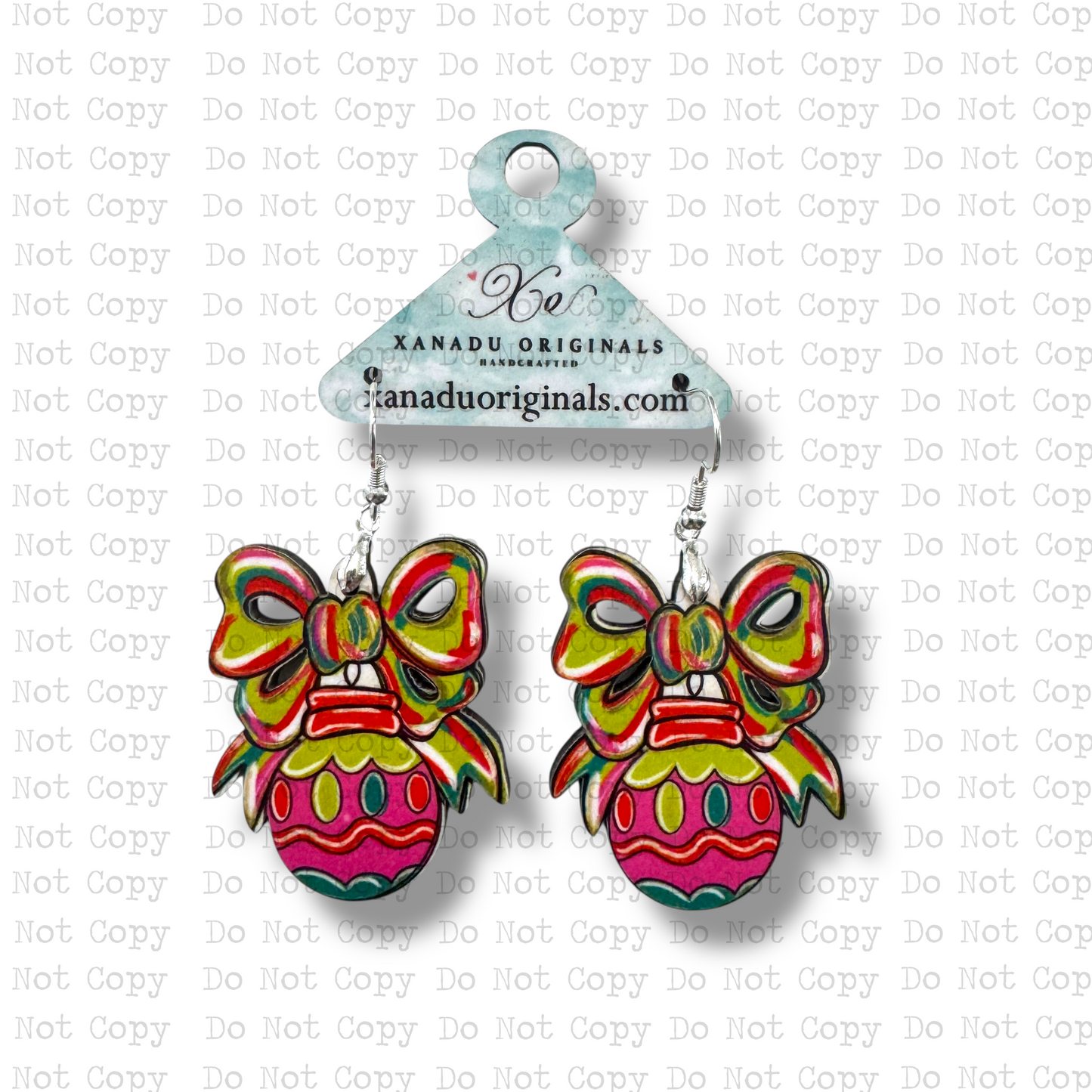 Festive Bow Pink Globe Earrings