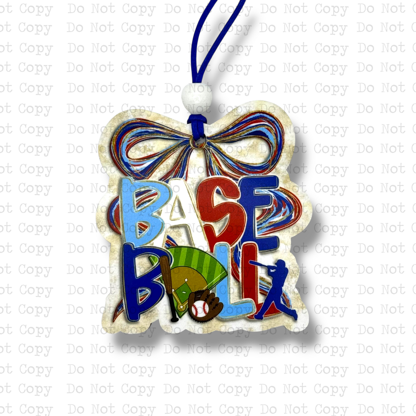 Baseball Coquette Watercolor Car Charm