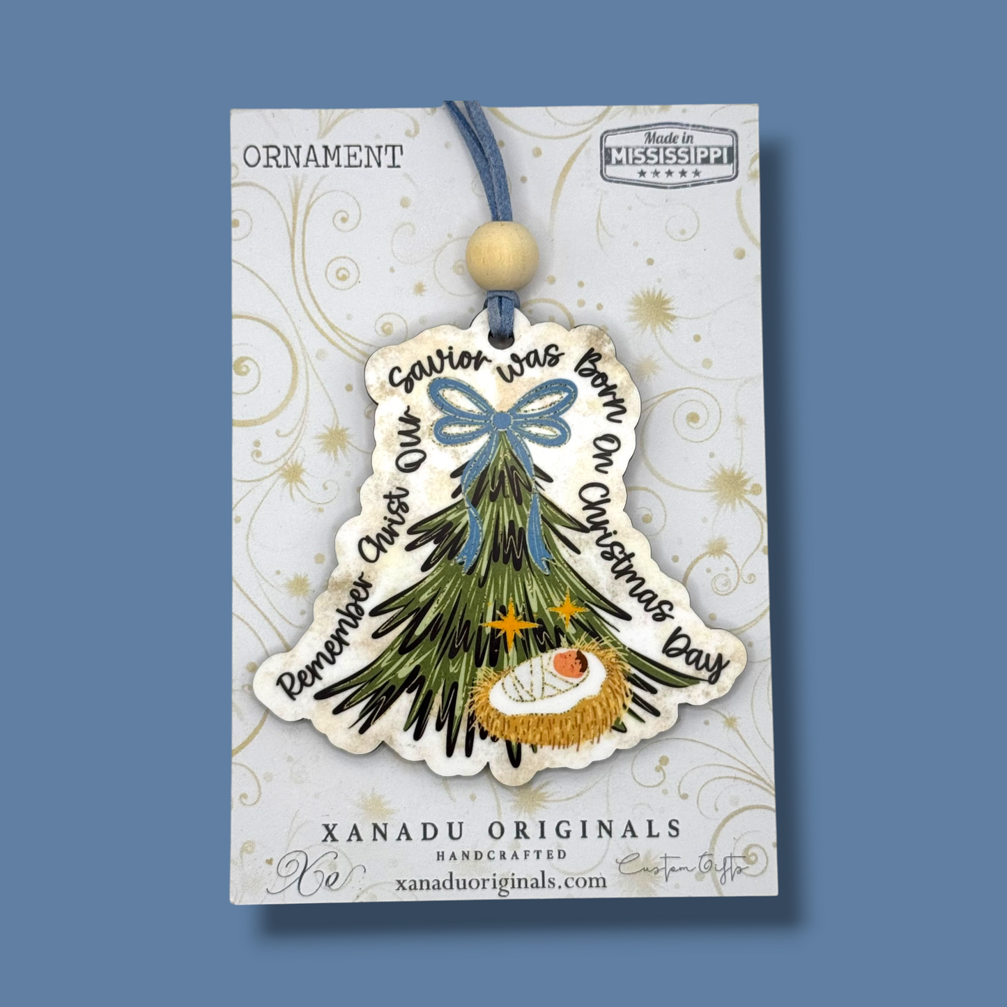 Remember Christ Our Savior Nativity Bell Ornament - Baby Jesus Holiday Tree Decoration