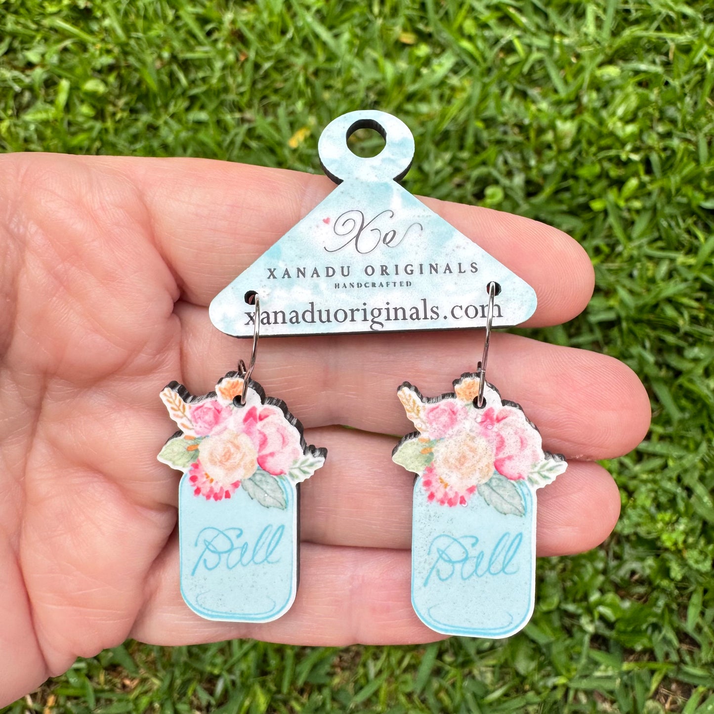 Floral Mason Jar Earrings