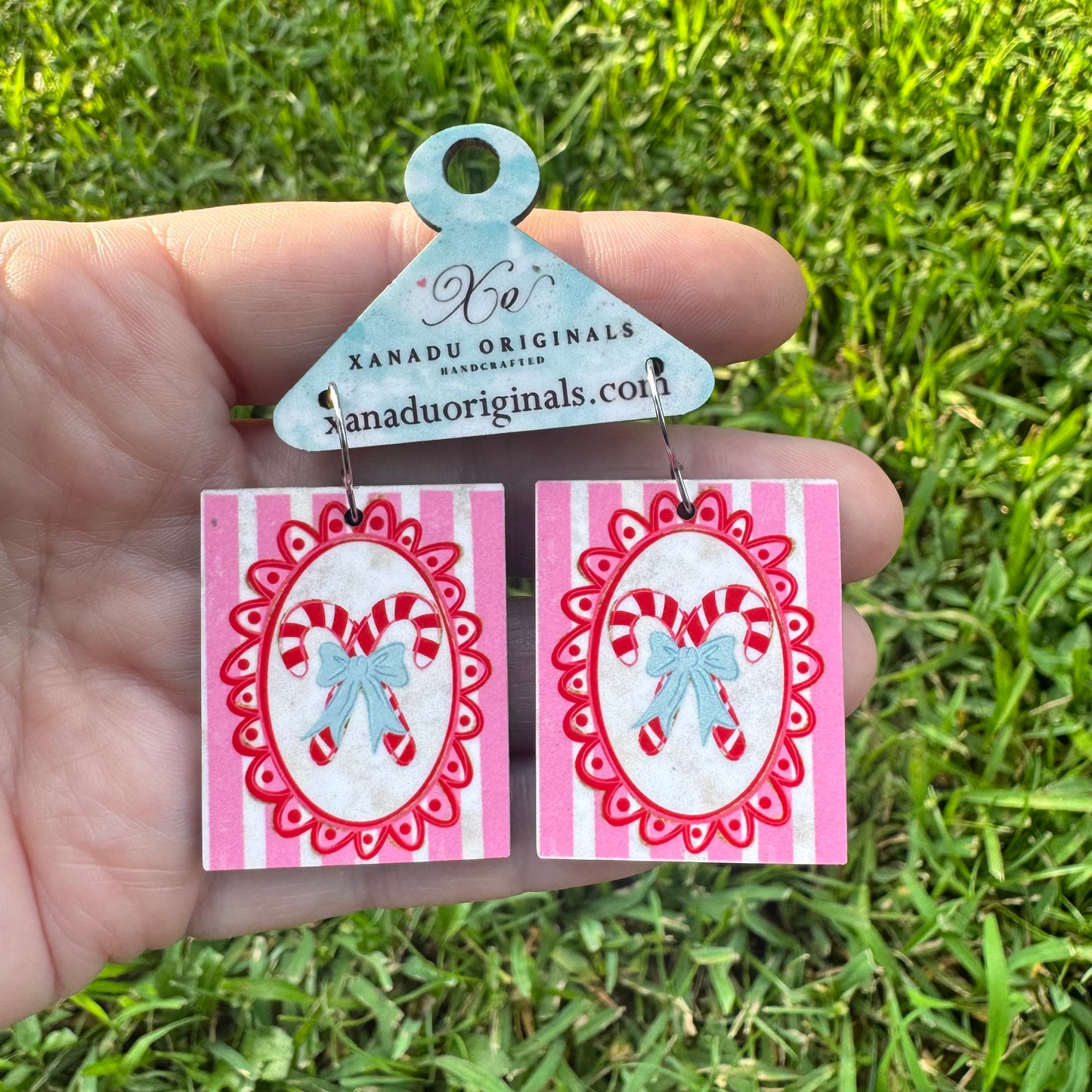 Pink Peppermint Stick Earrings