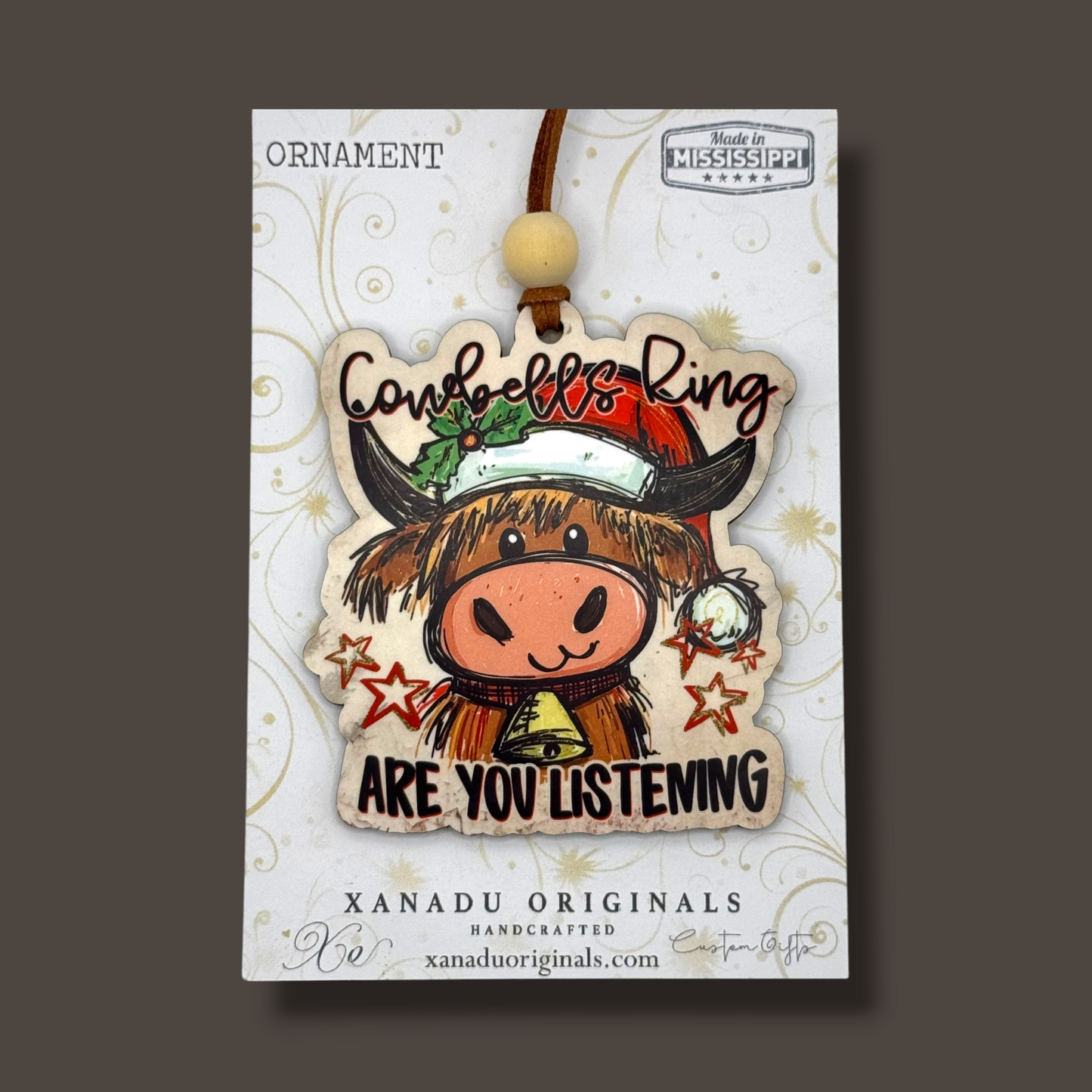 Cowbells Ring Highland Cow Christmas Ornament, Traditional Holiday Tree Decor, Festive Western Keepsake