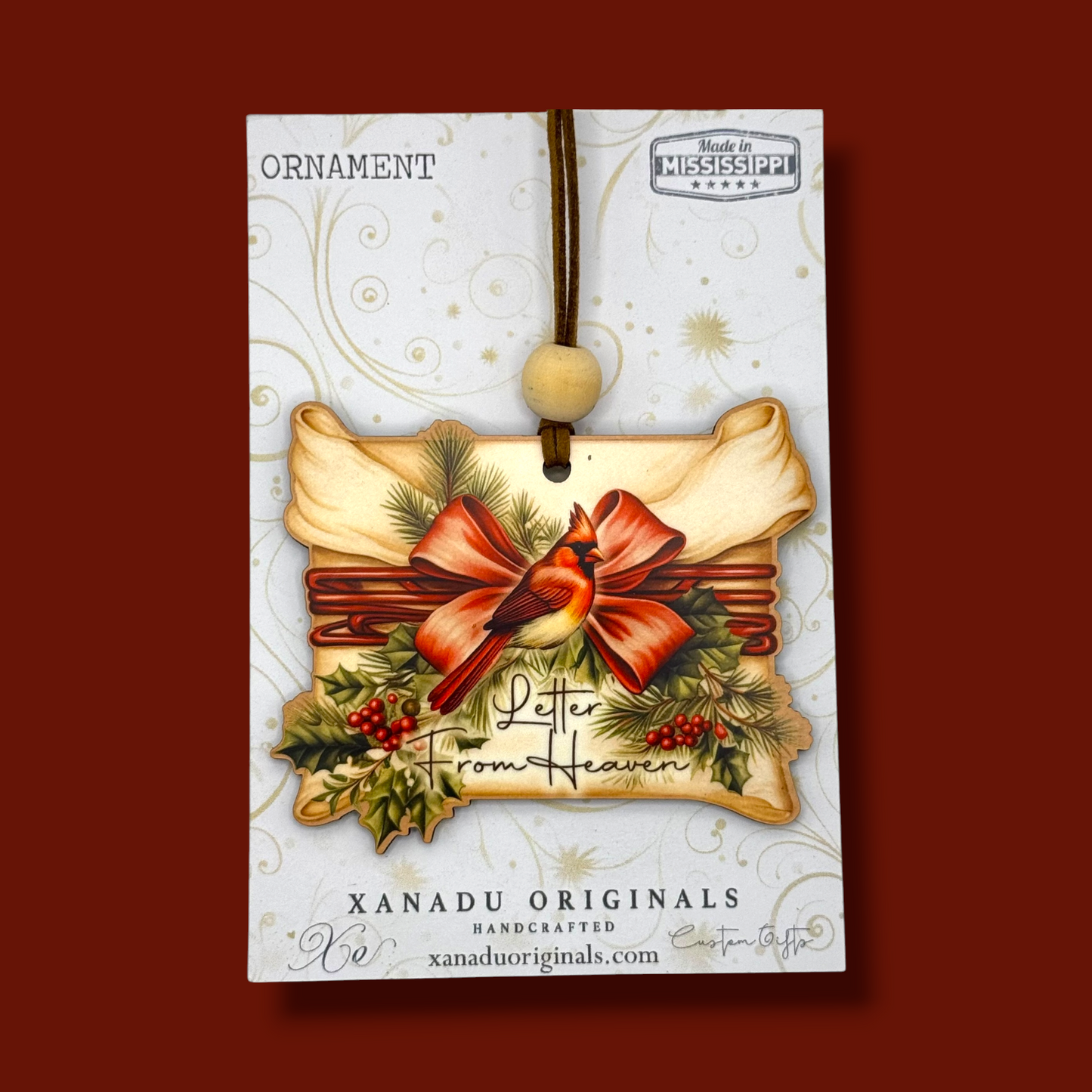 Letter From Heaven Cardinal Ornament, Traditional Holiday Tree Decor, Vintage Memorial Style Keepsake