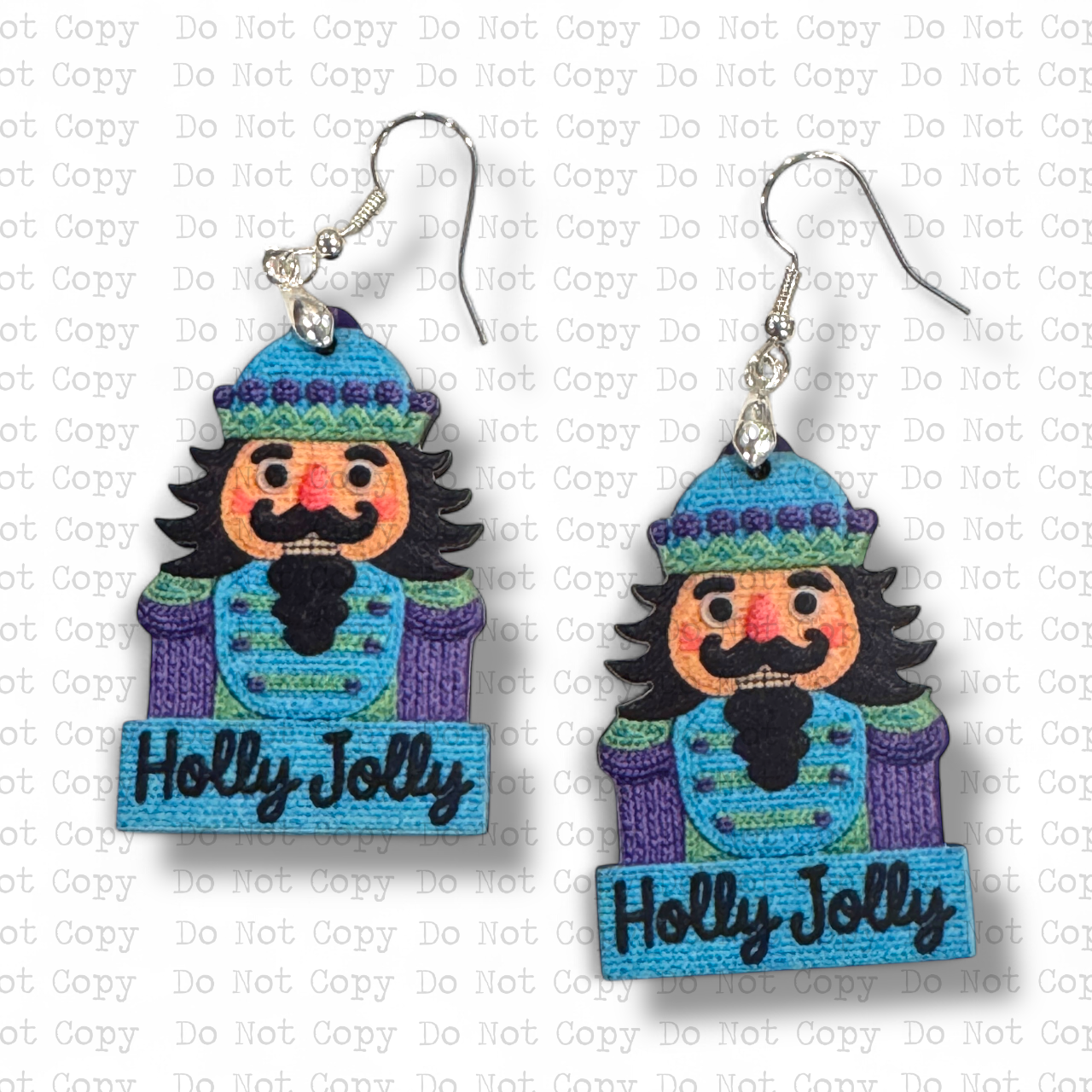 Blue Yarn Nutcracker Earrings
