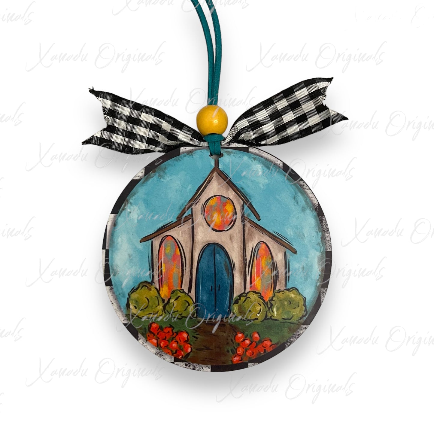 Watercolor Church Christmas Ornament