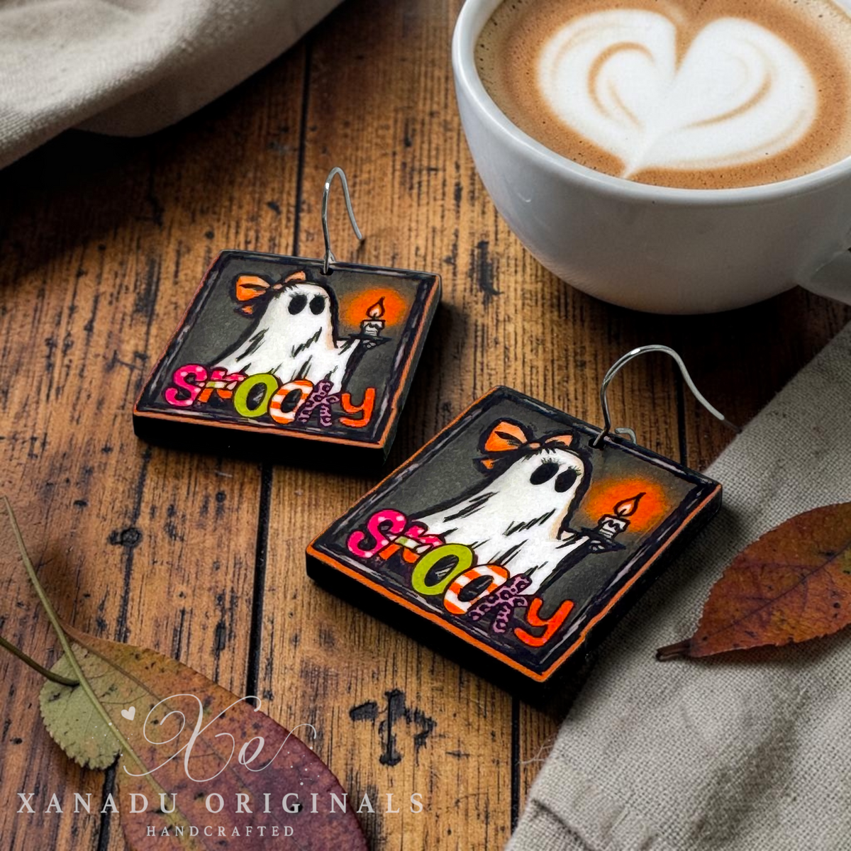 Spooky Candle Ghost Dangle Earrings