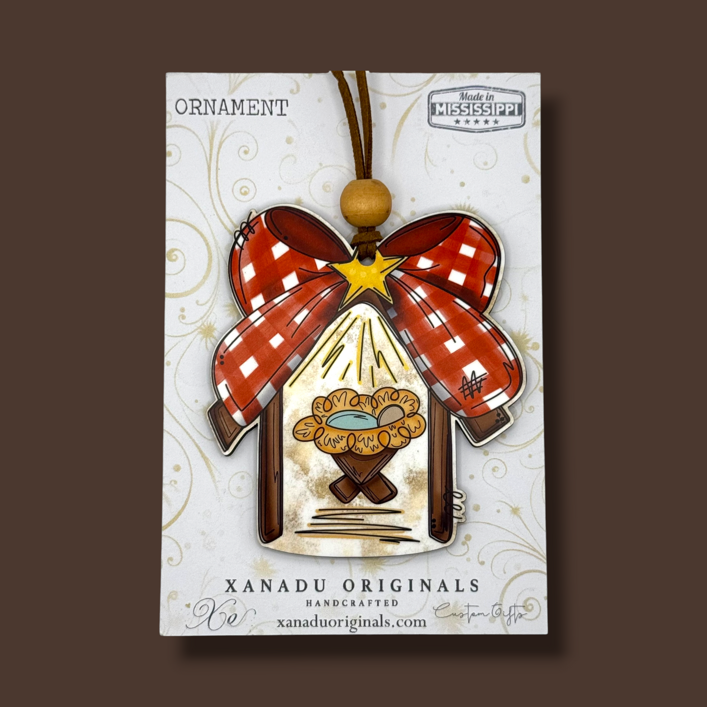 Bow Nativity Christmas Ornament