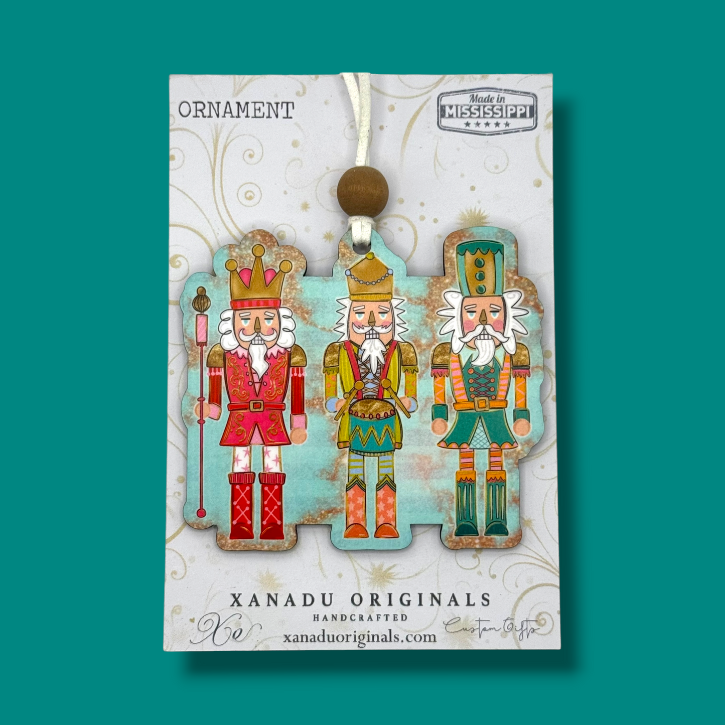 Pastel Christmas Nutcracker Trio Ornament - Whimsical Holiday Tree Decoration