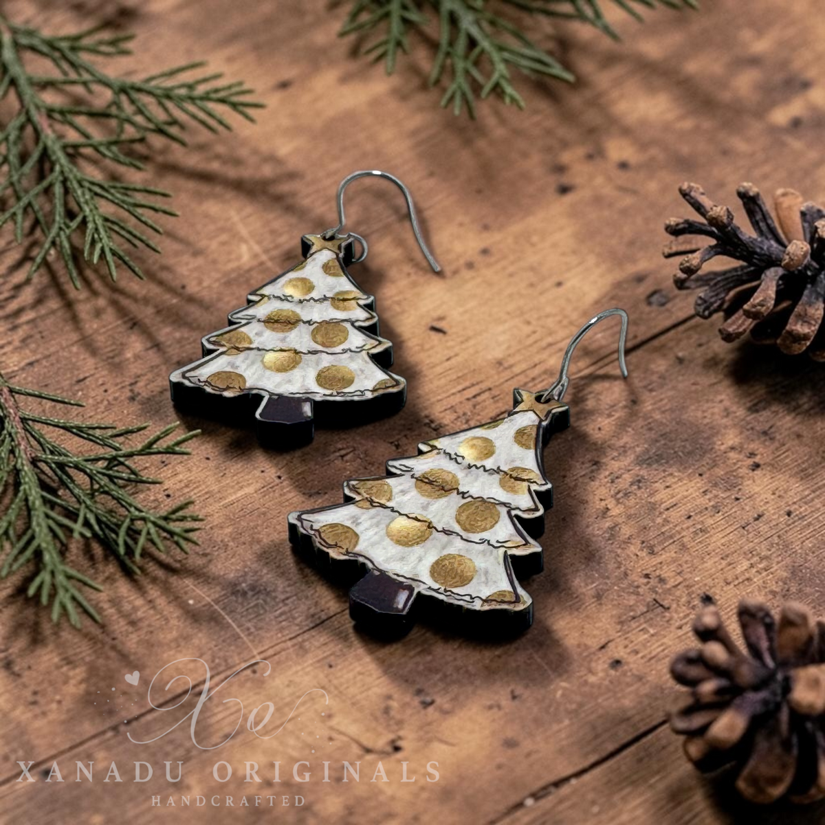 Golden Dot Christmas Tree Earrings Earrings
