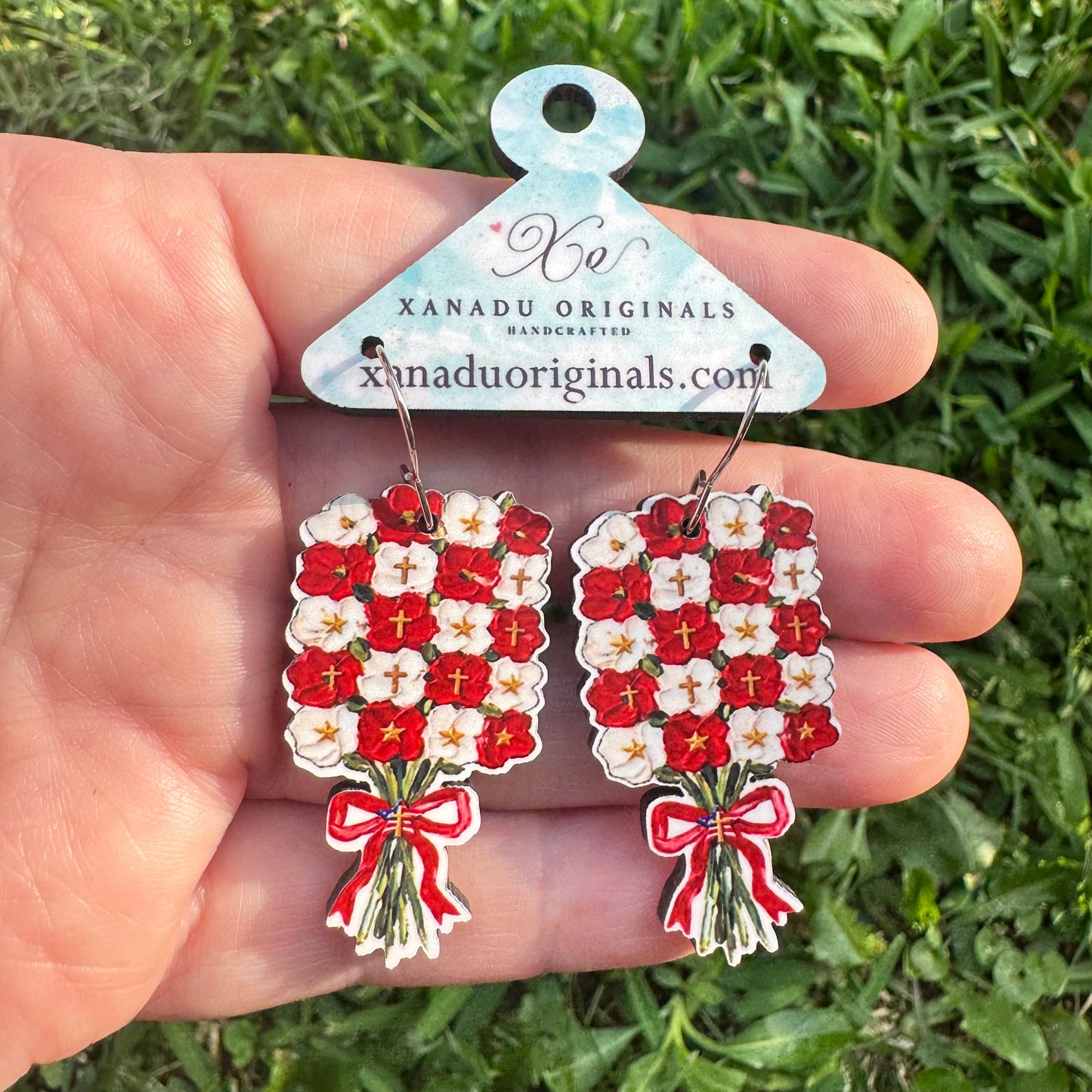 Poppies Floral Bouquet Dangle Earrings