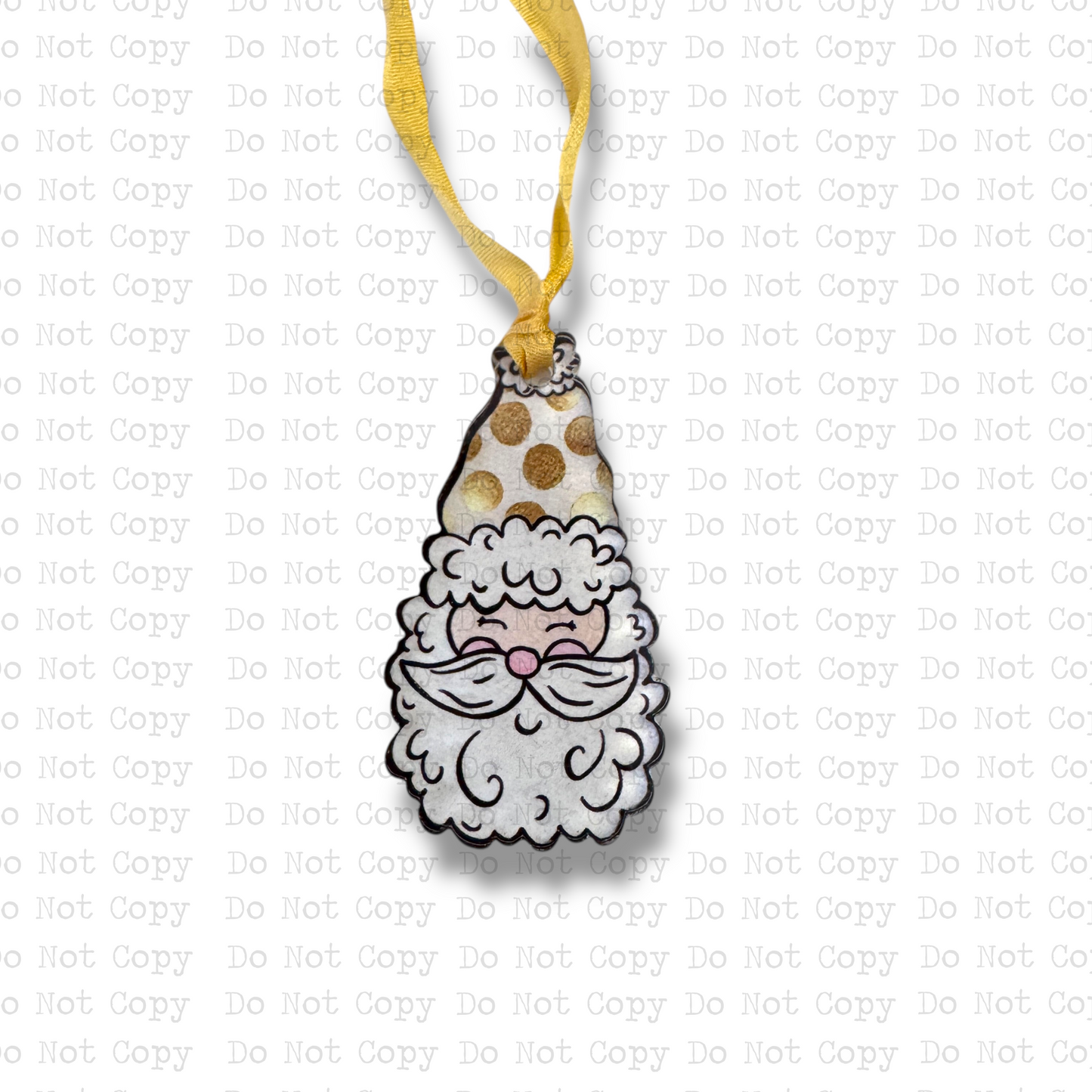 Gold Polkadot Santa Mini Ornament