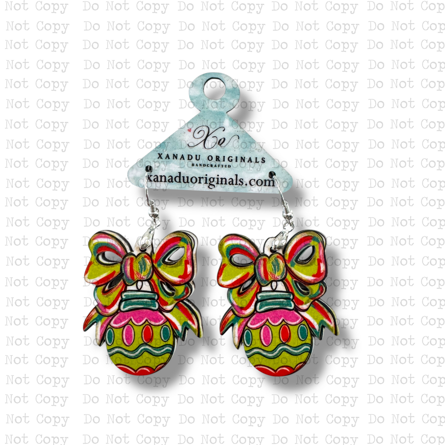 Festive Bow Lime Globe Earrings