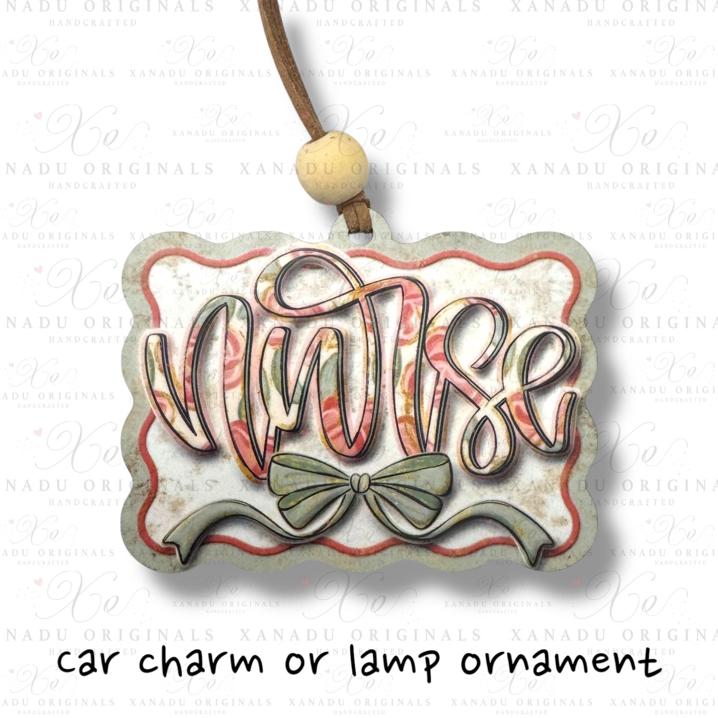 Nurse Painted Floral Acrylic Car Charm
