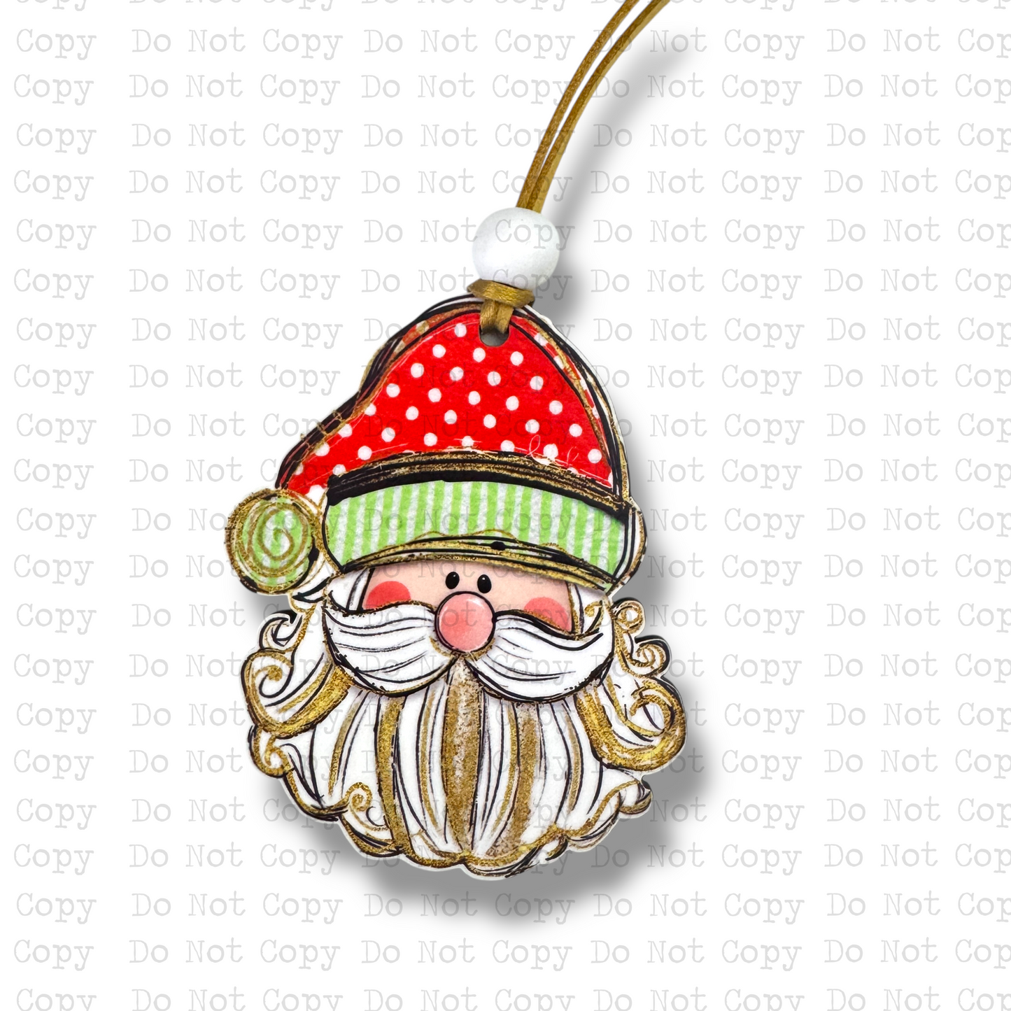 Dots and Stripes Santa Christmas Ornament