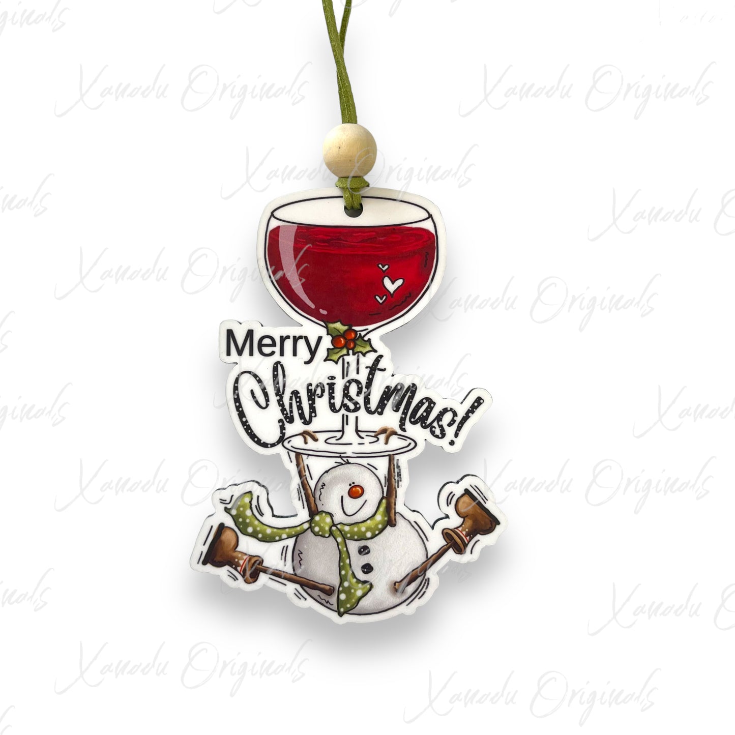 Merry Christmas Wine Snowman Christmas Ornament
