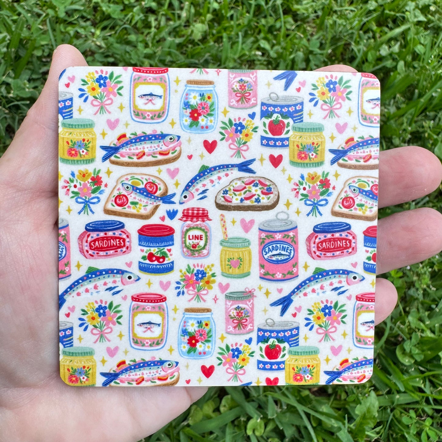 Sardines & Jam Jar Whimsical Coaster