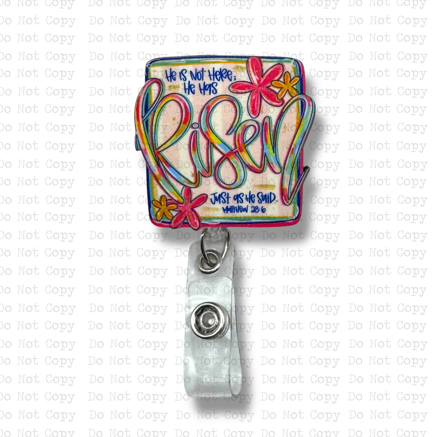 He Is Risen Interchangeable Badge Button with Reel Option
