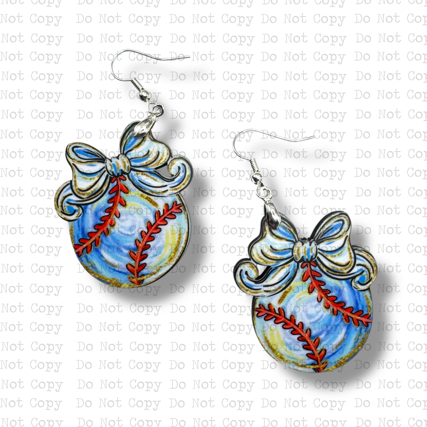 Baseball Coquette Bow Earring