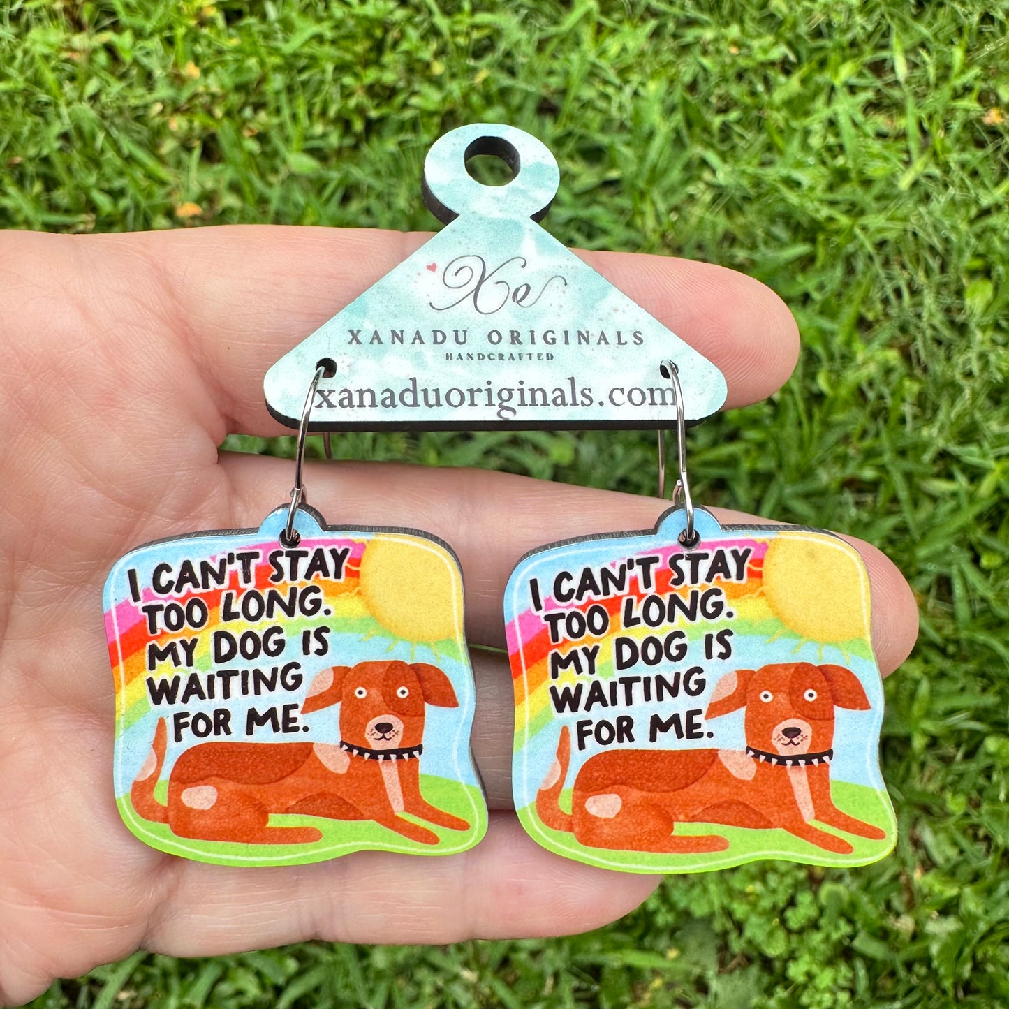 Stay Too Long Dog Earrings