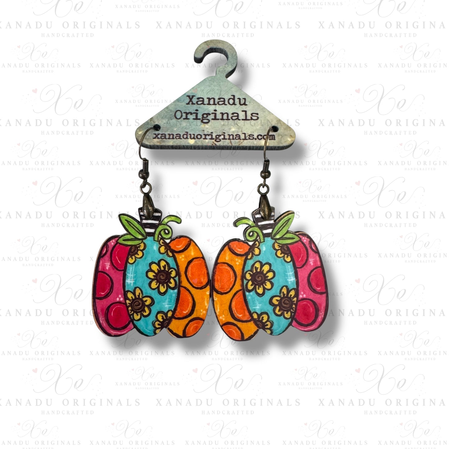 Whimsical Flower Pumpkin Earrings