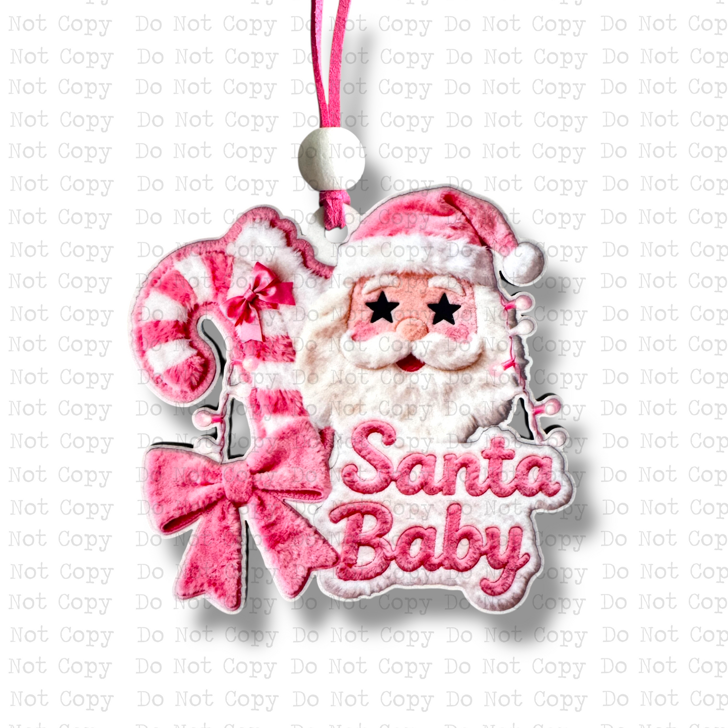 Santa Baby Pink Faux Fur Christmas Ornament