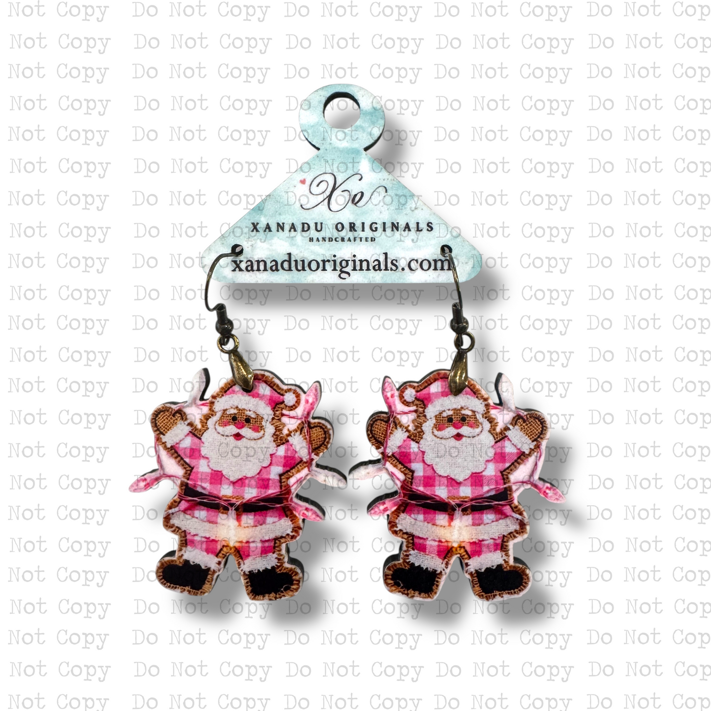 Burlap Pink Santa Earrings