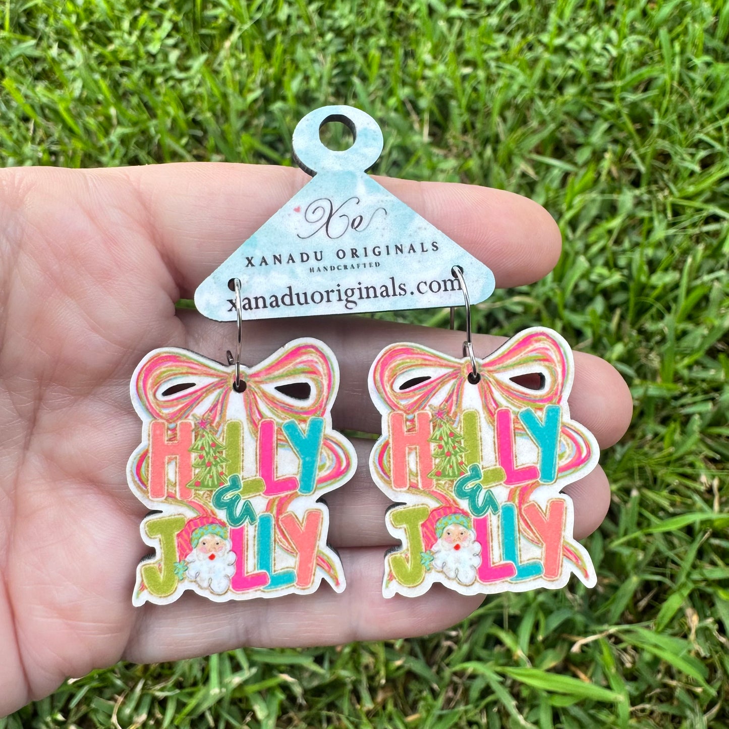 Jolly Santa Bow Earrings