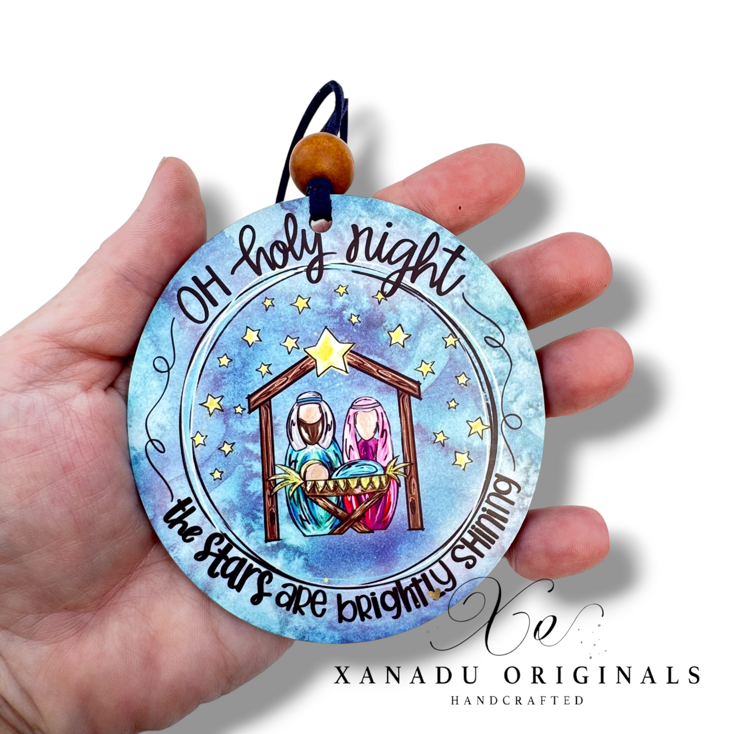 Oh Holy Night Nativity Ornament, Traditional Holiday Tree Decor, Whimsical Hand-Painted Style Keepsake