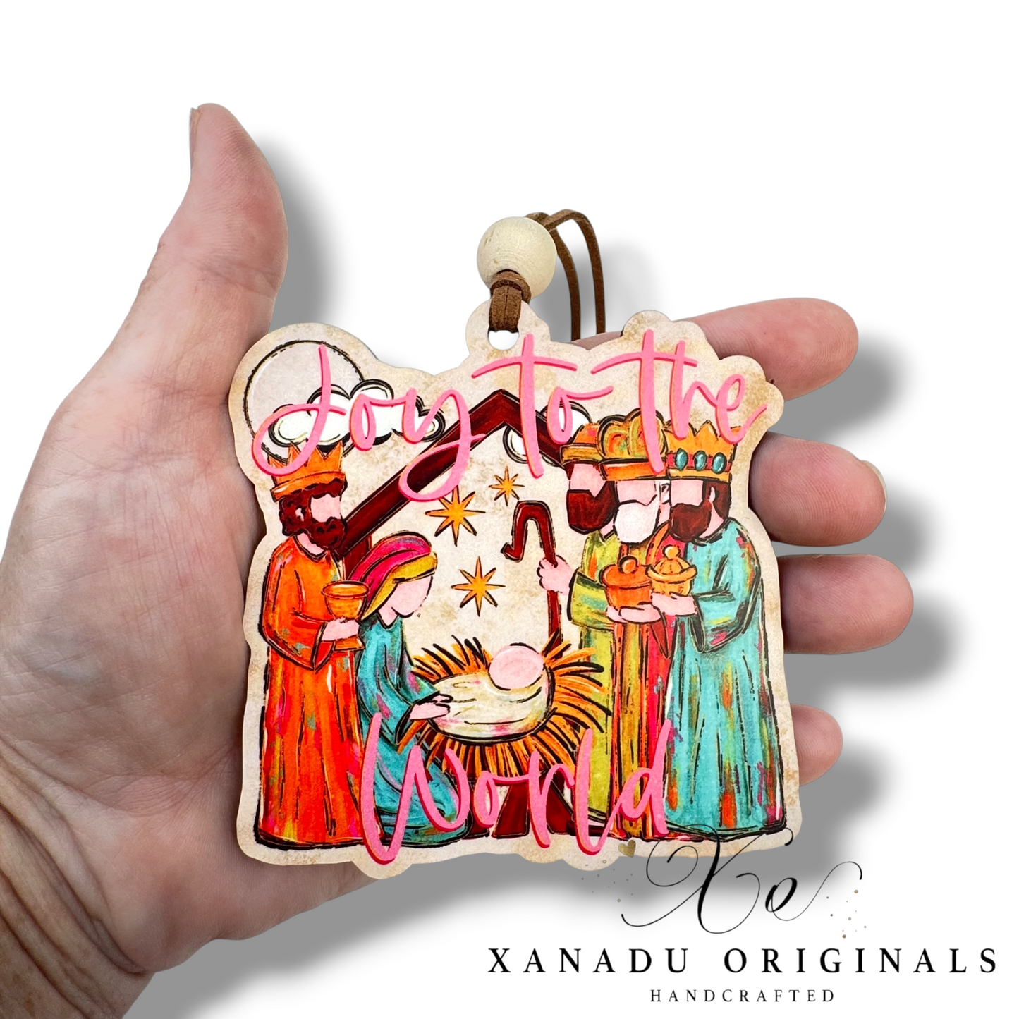 Joy to the World Three Wise Men Nativity Stable Christmas Ornament