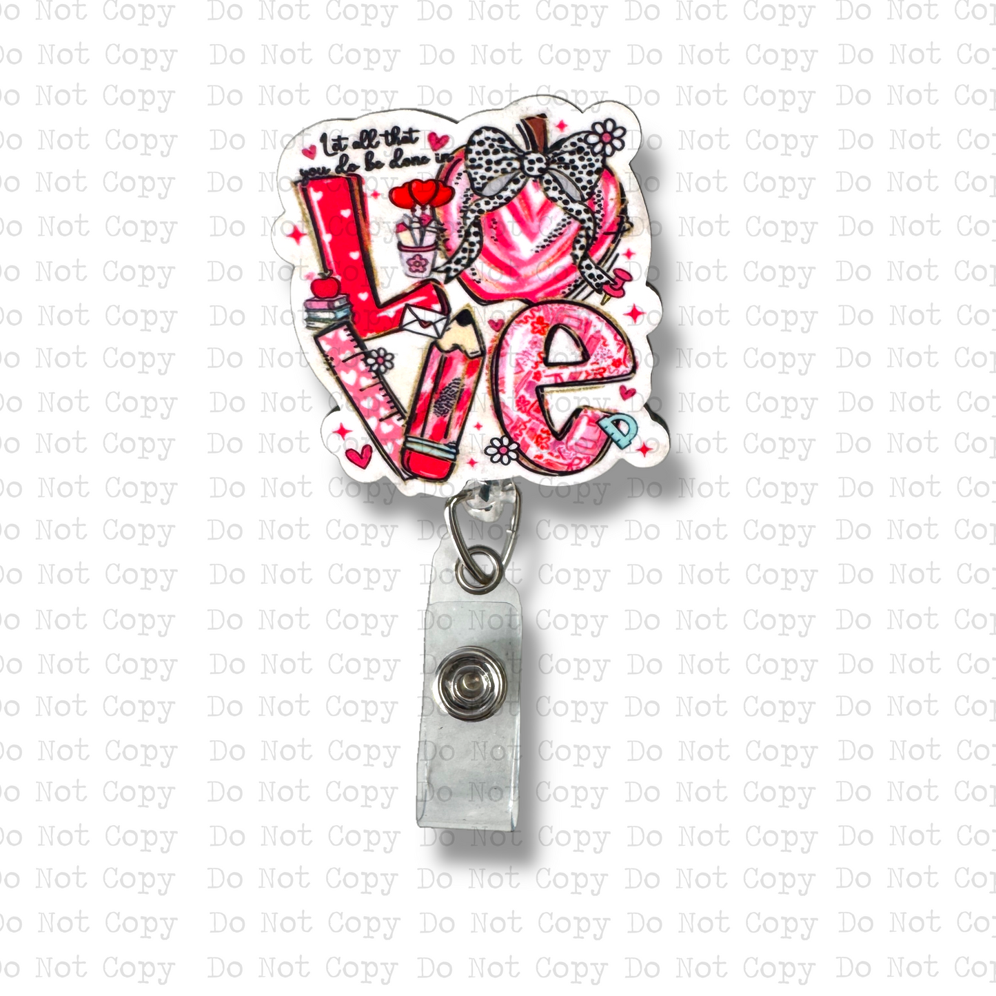 Teacher Valentine Interchangeable Badge Button with Reel Option