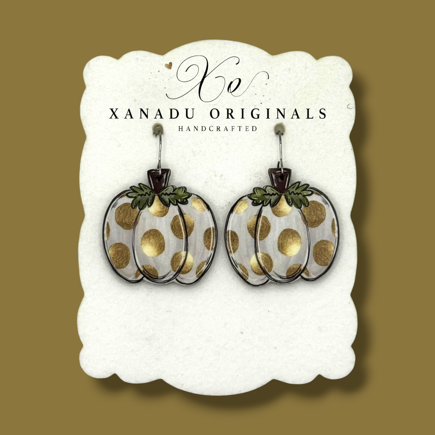 Golden Dot Pumpkin Earrings