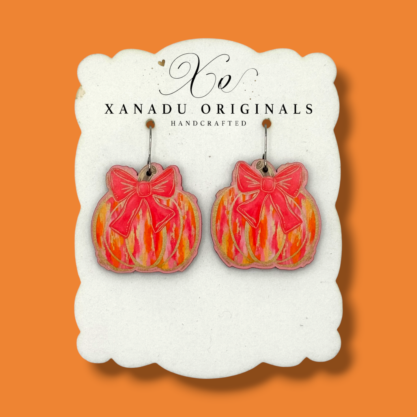 Pink and Orange Pumpkin Earrings