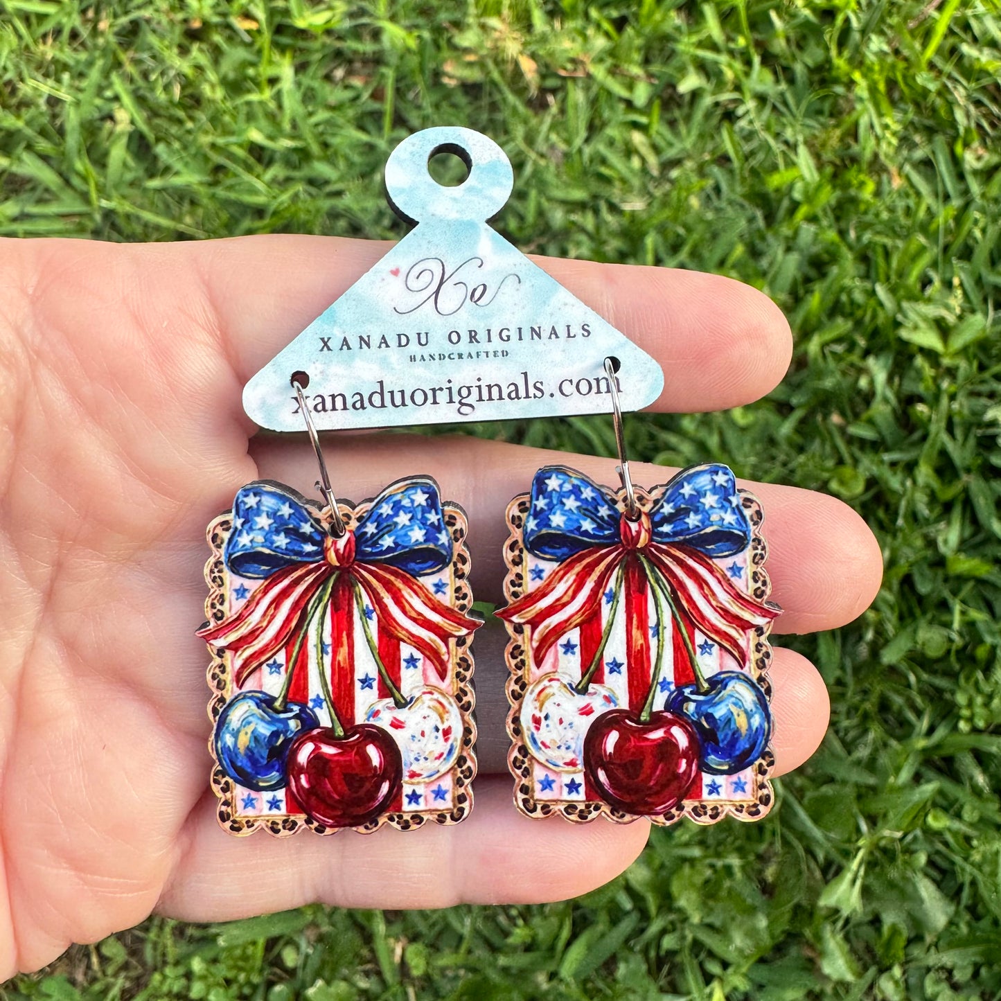 Patriotic Cherry Earrings