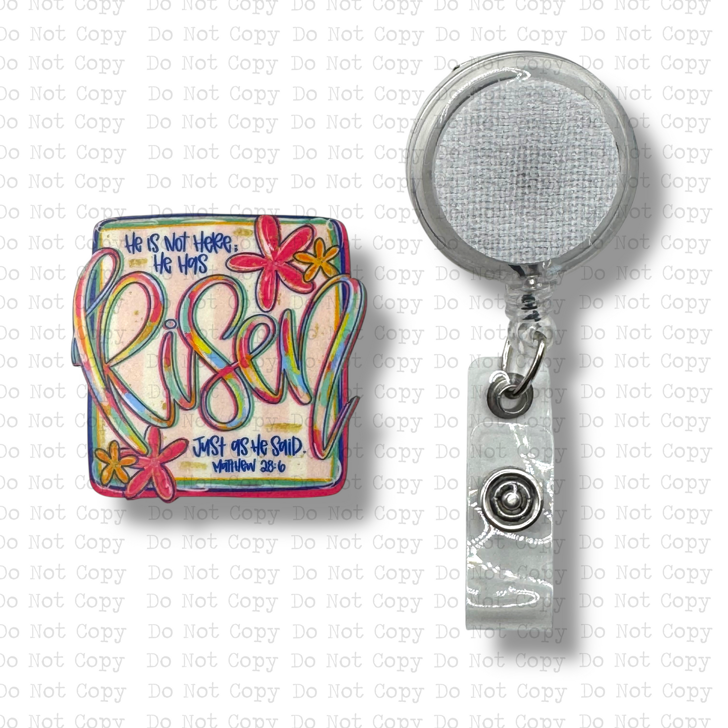 He Is Risen Interchangeable Badge Button with Reel Option