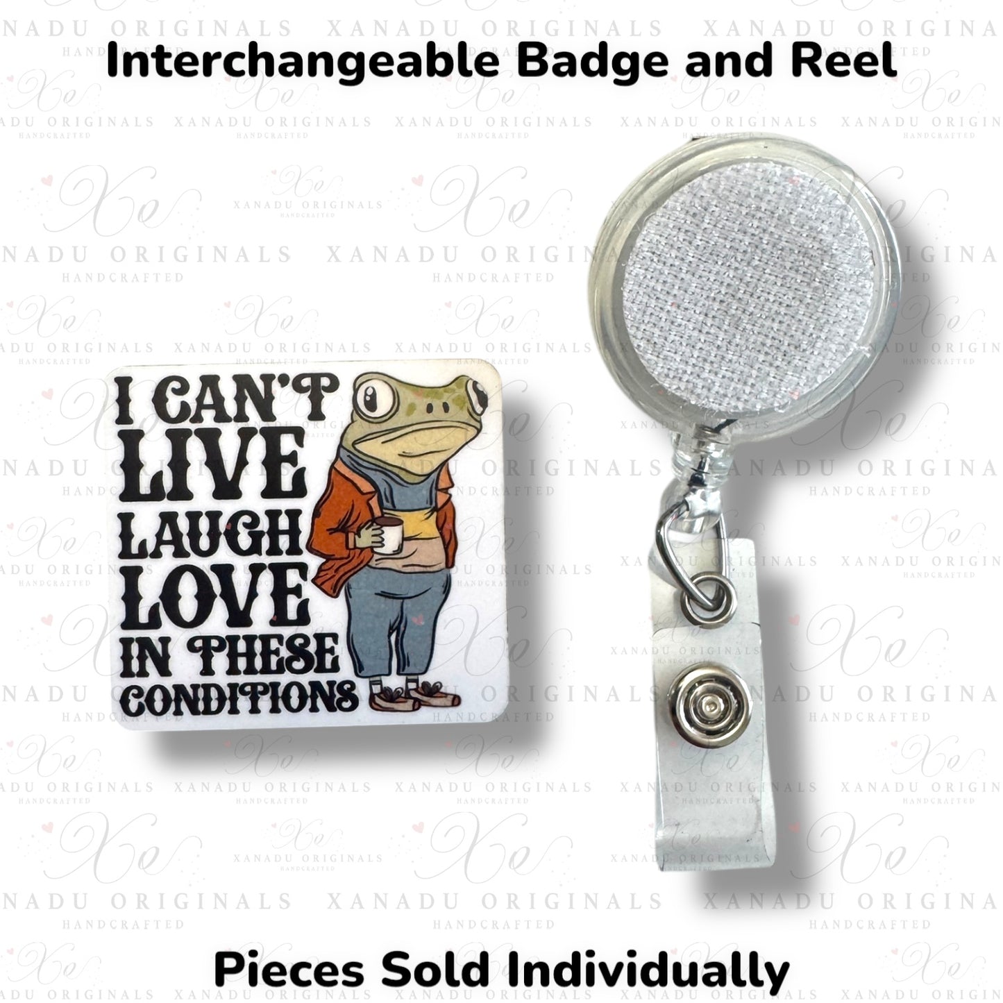 I Can't Live Laugh Love Interchangeable Badge Button with Reel Option
