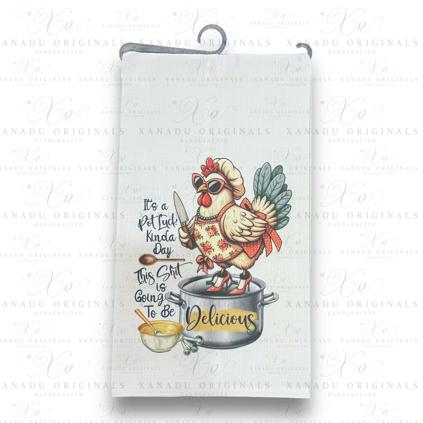 Linen Pot Luck Kinda Day Tea Towel