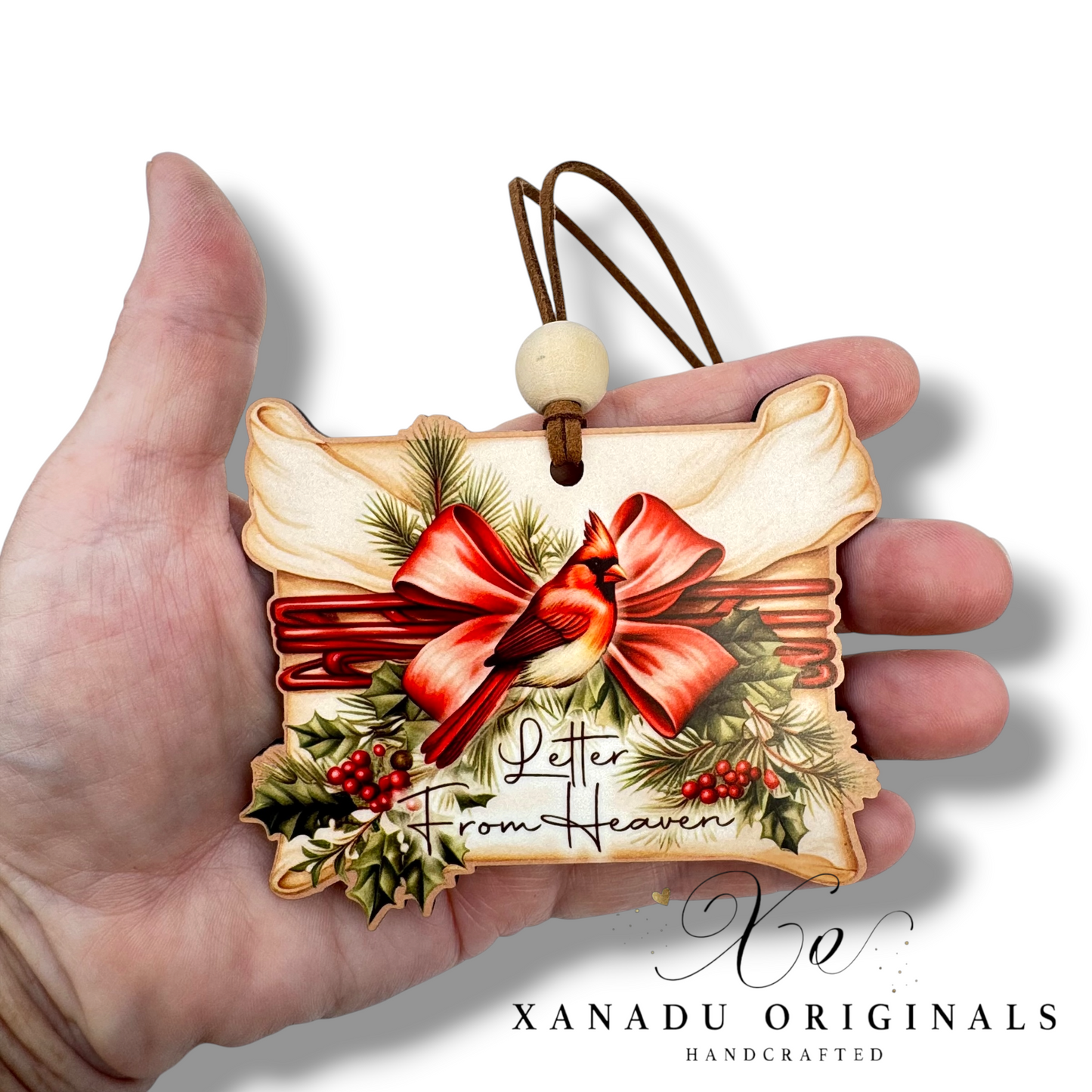 Letter From Heaven Cardinal Ornament, Traditional Holiday Tree Decor, Vintage Memorial Style Keepsake