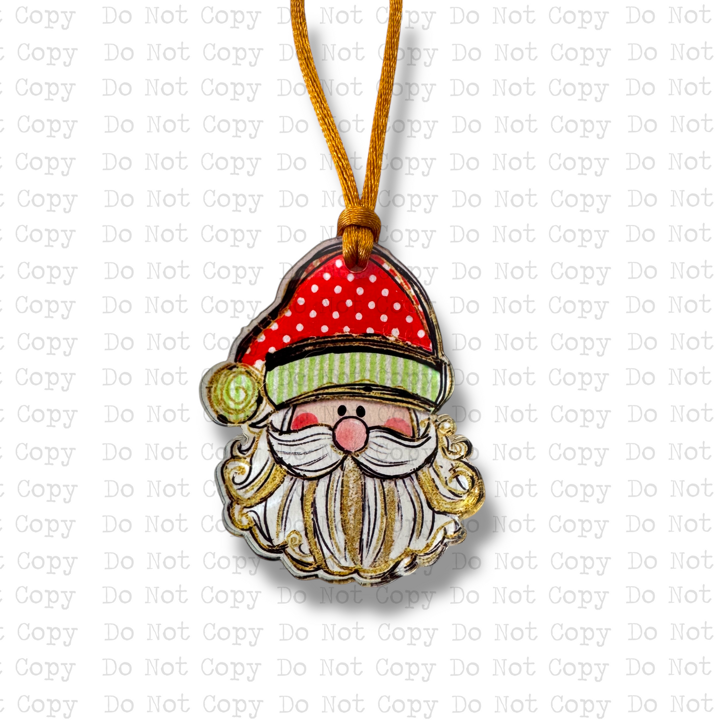 Dots and Stripes Santa Mini Ornament