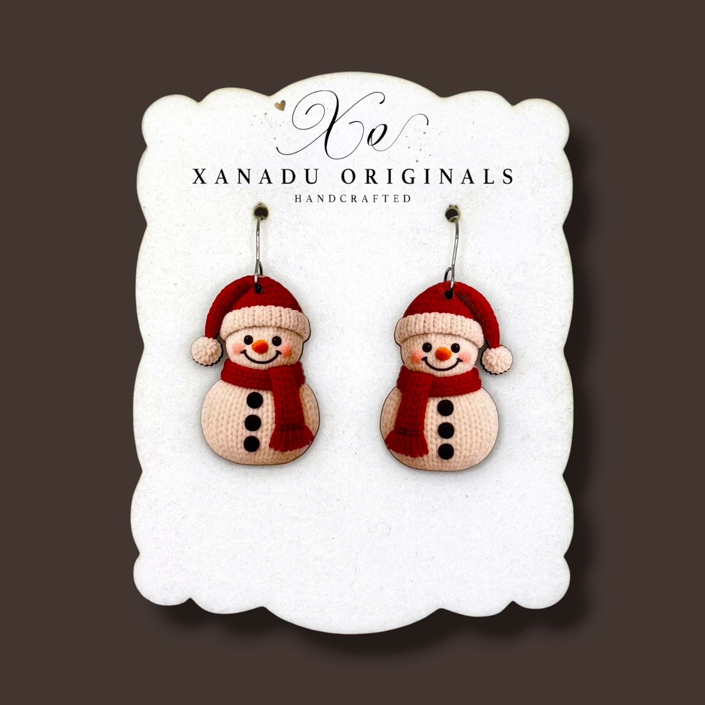 Snowman Yarn Earrings