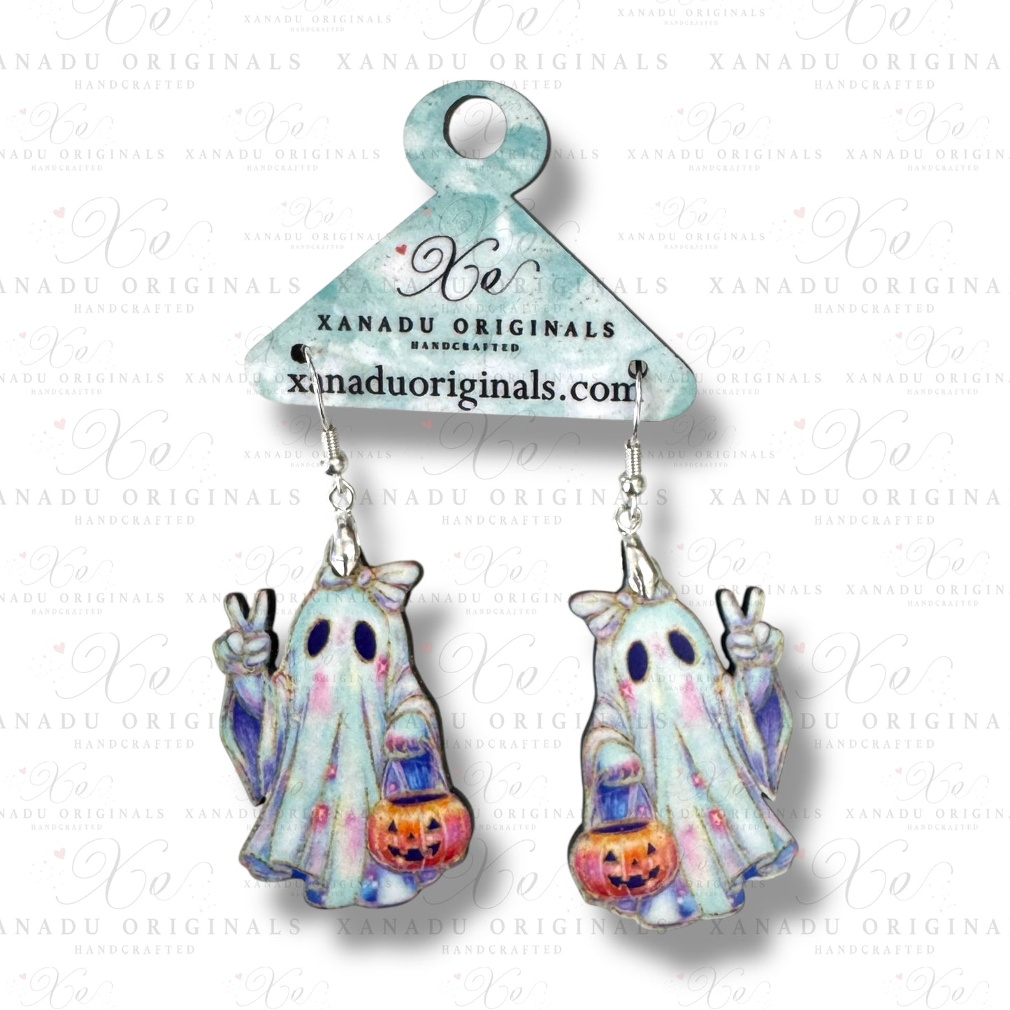 Neon Peace Ghost Earrings