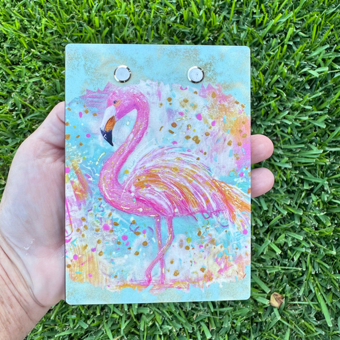 Abstract Flamingo Fine Art Mini Clipboard Notepad Holder