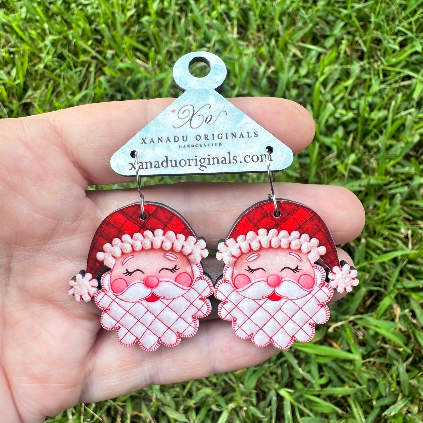 Patchwork Santa Earrings