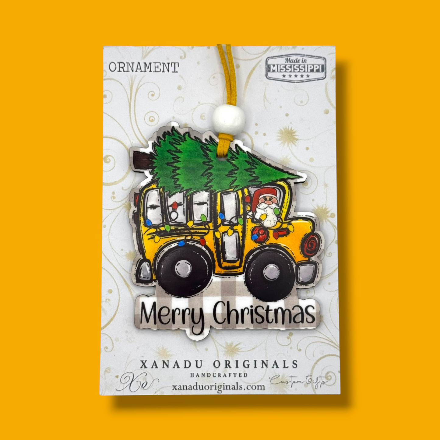 Merry Christmas School Bus Ornament | Santa Bus Driver Holiday Keepsake