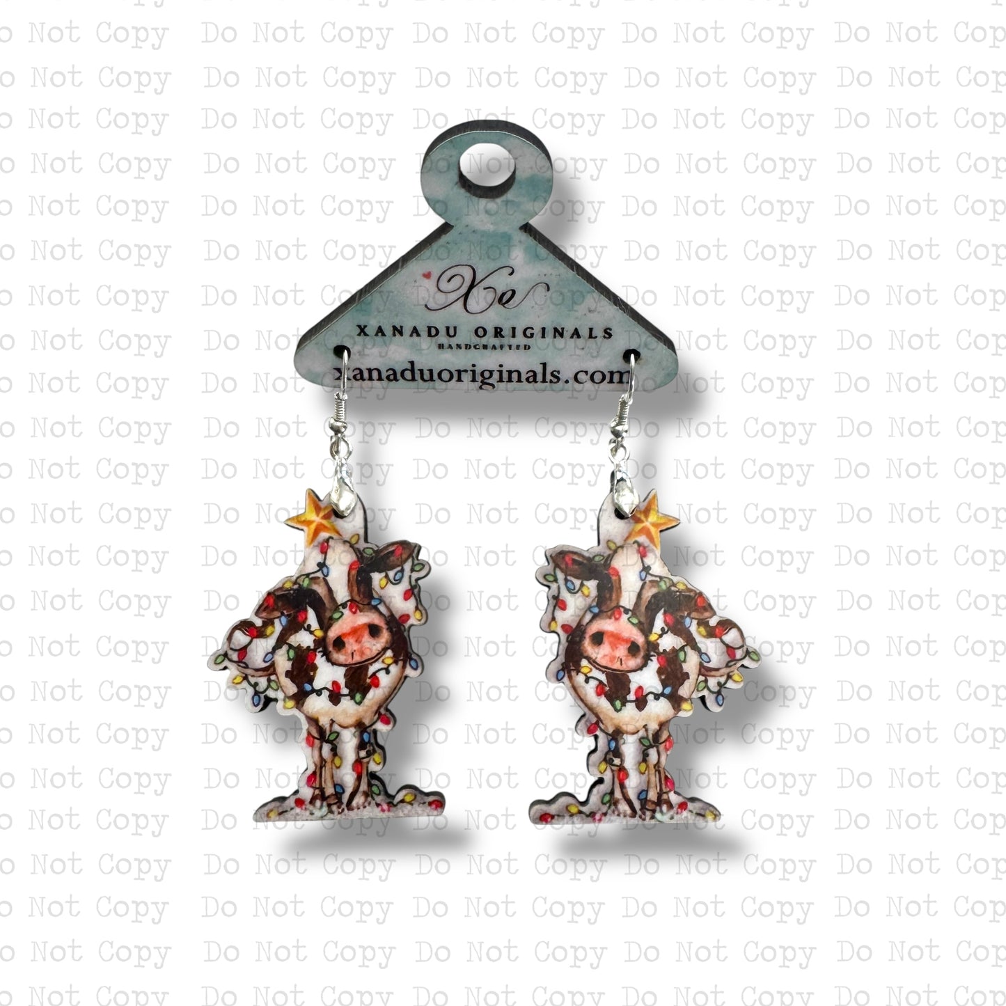 Messy Christmas Cow Earrings