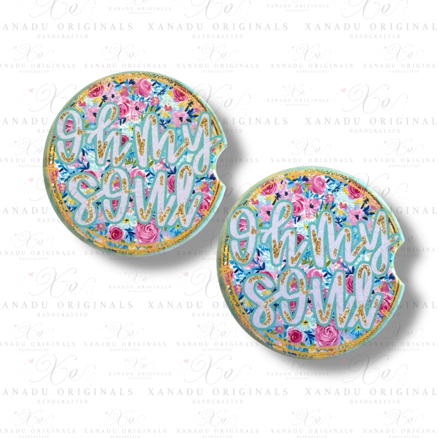 Oh My Soul pastel Ceramic Car Coasters
