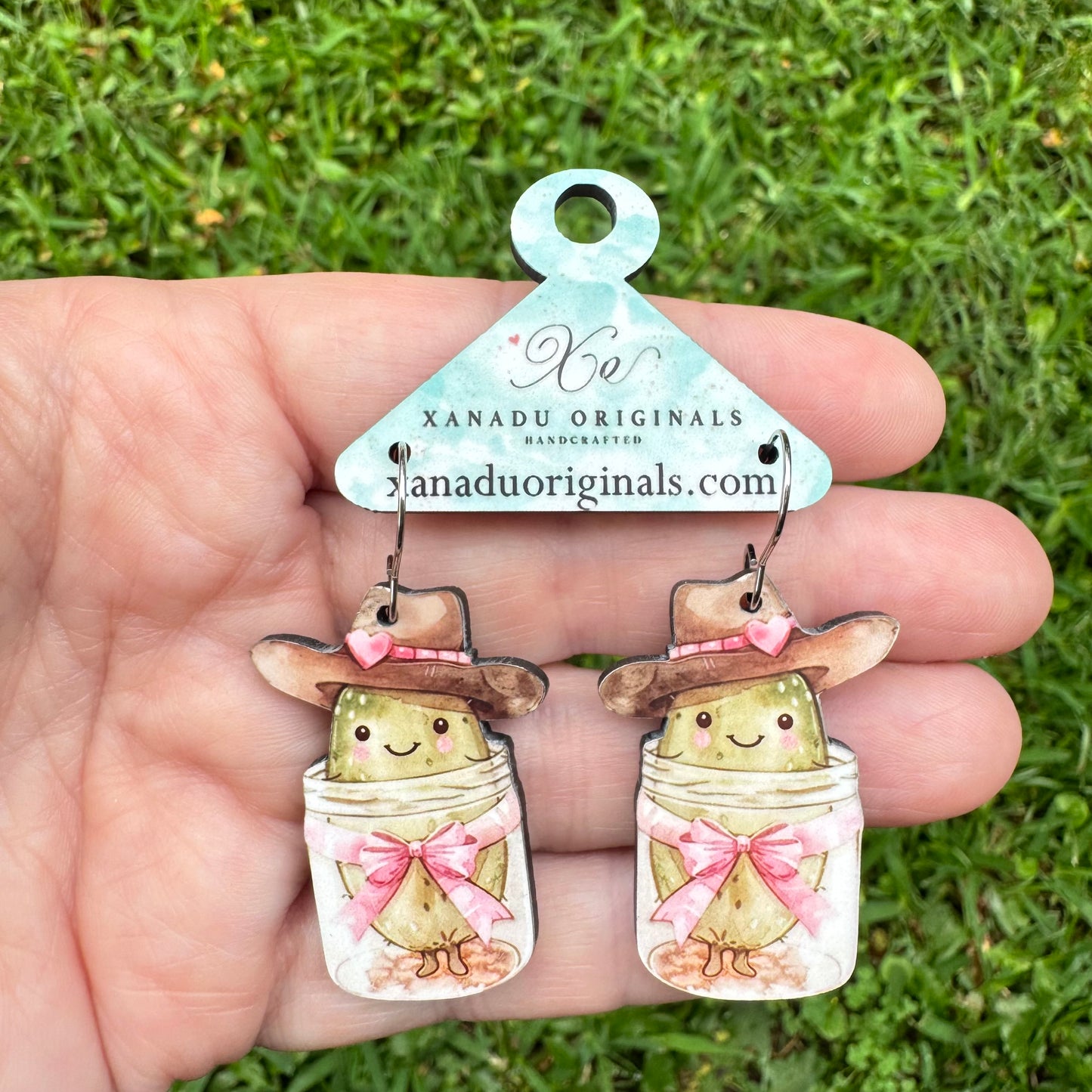 Cowgirl Jar Pickle Earrings