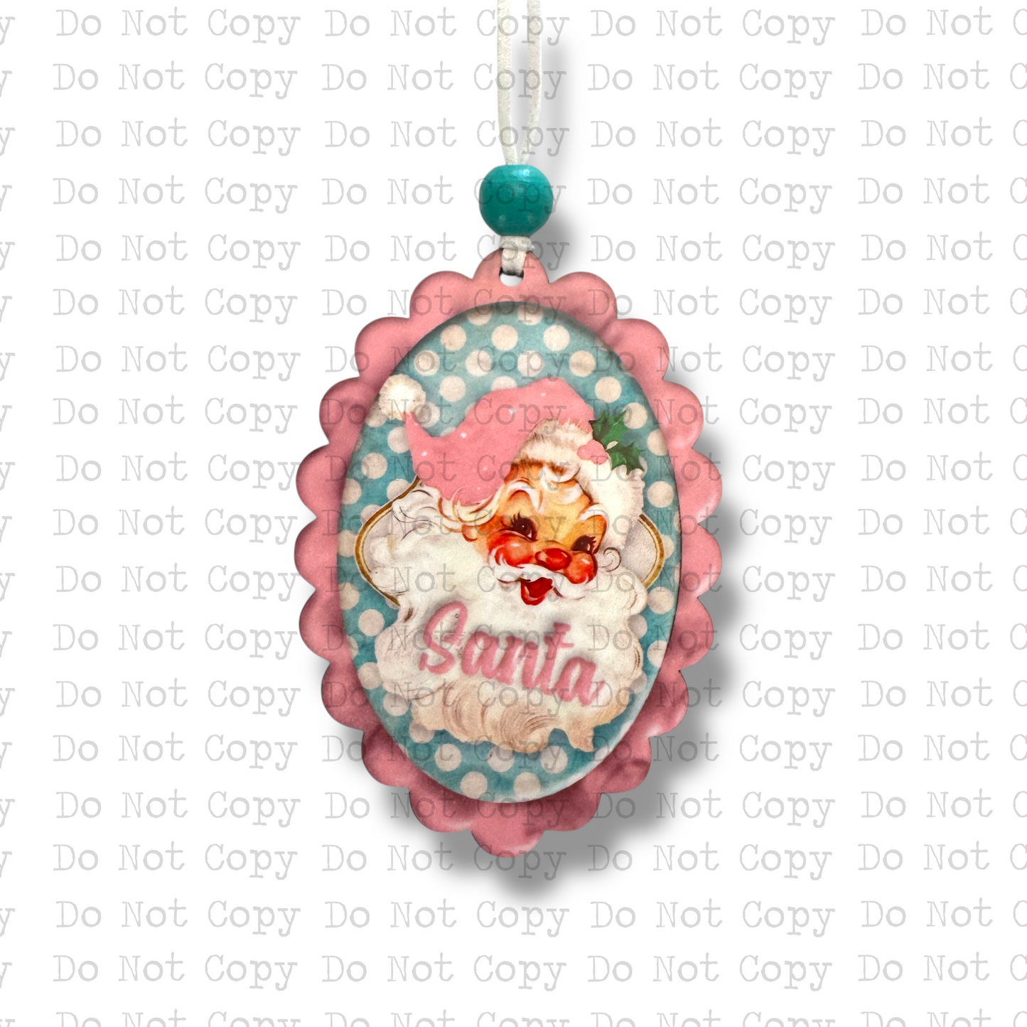 Retro Pink Santa Christmas Ornament