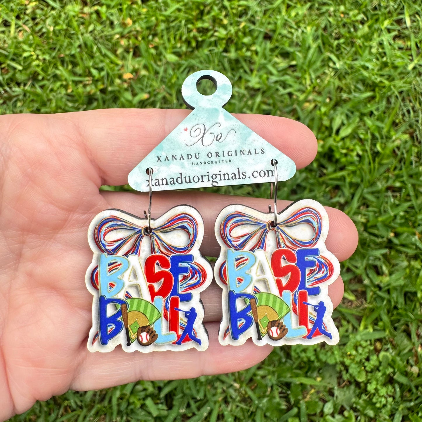 Baseball Coquette Watercolor Earrings