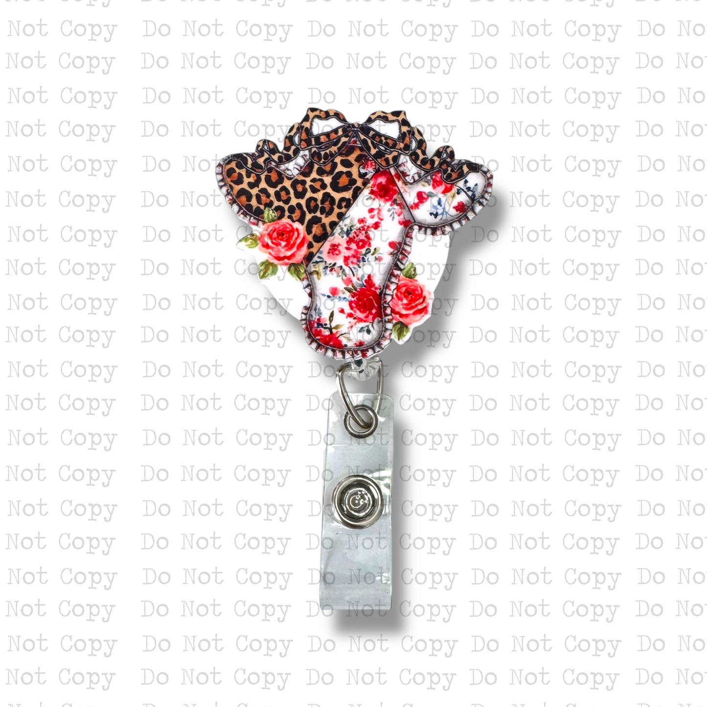 Rosie Leopard Cow Interchangeable Badge Button with Reel Option