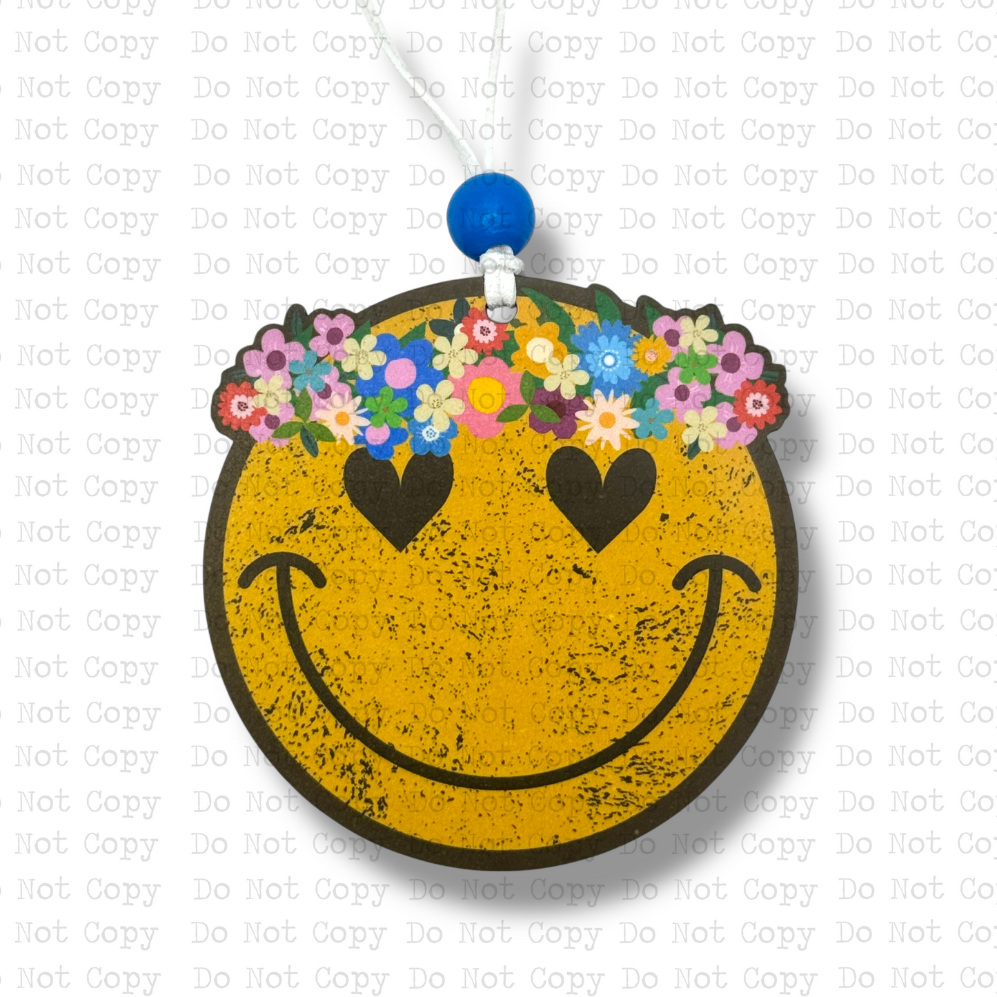 Flower Child Smiley Car Charm